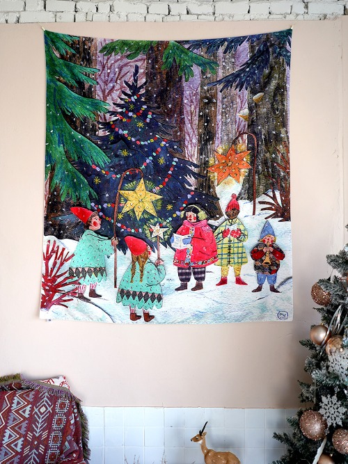 블랑쉬 노래하는 크리스마스 요정들 패브릭 포스터 130x150