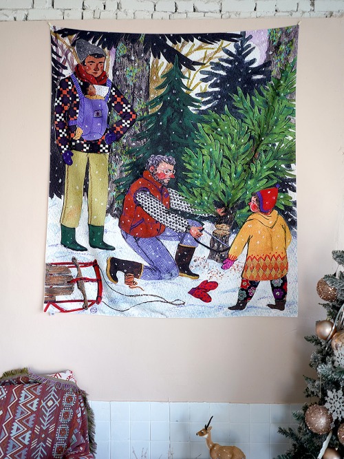 블랑쉬 가족과 함께 만드는 크리스마스 트리 패브릭 포스터 130x150